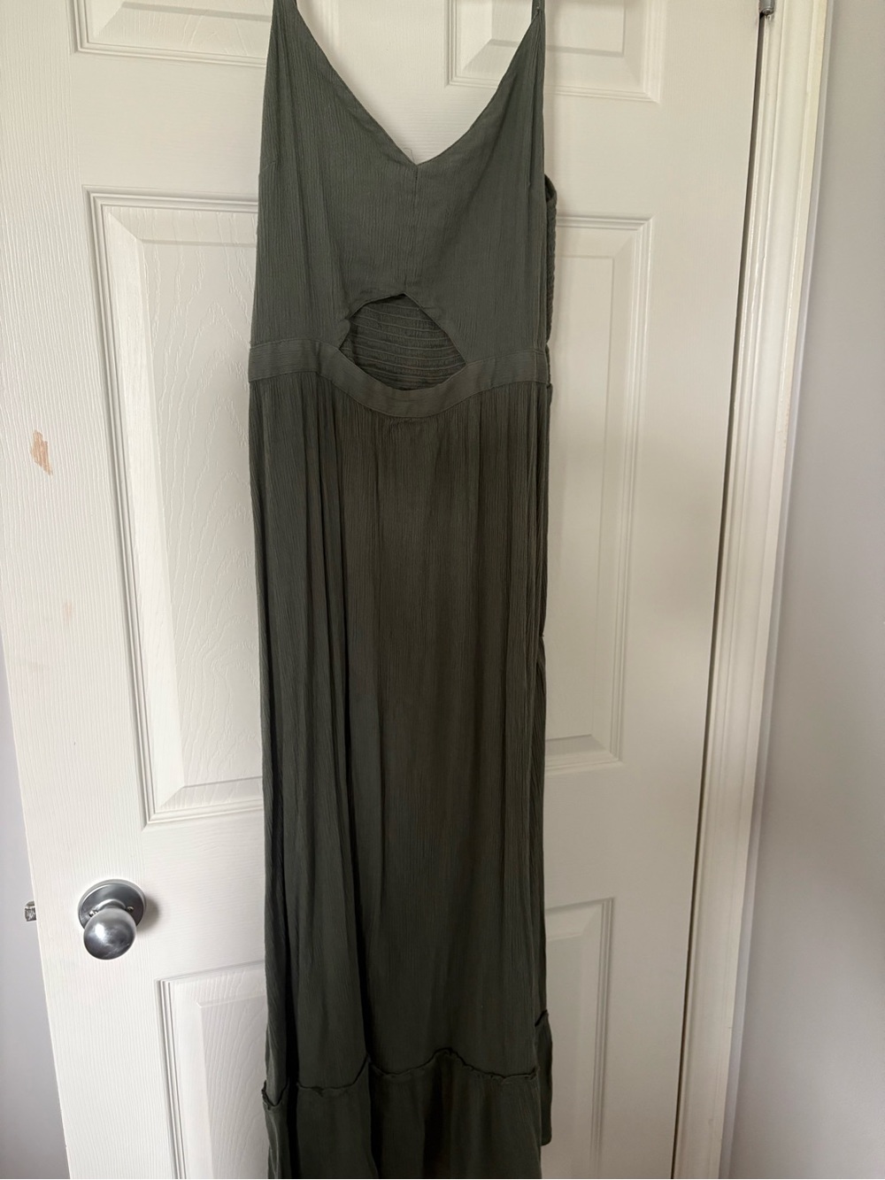 Aerie AE Olive Green Spaghetti Strap Maxi Dress with Cutout